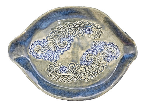 Piatto ceramica airone blu